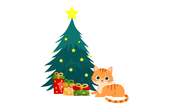 Cat Christmas Illustration Art for Festive Designs