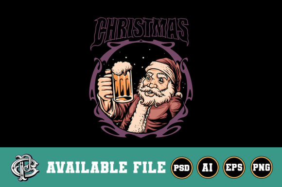 Christmas Beer T-shirt Design Illustrations