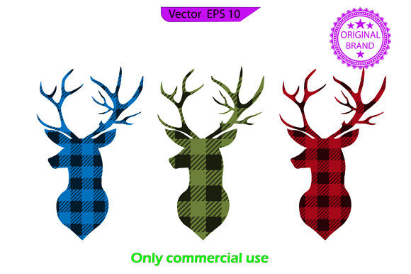 Christmas Buffalo Plaid Deer Bundle Illustrations