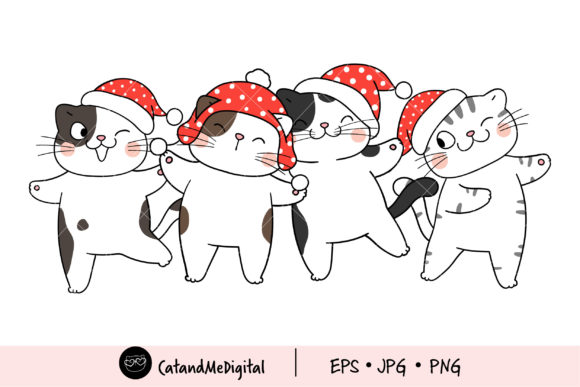 Christmas Funny Cat Clipart for Festive Branding