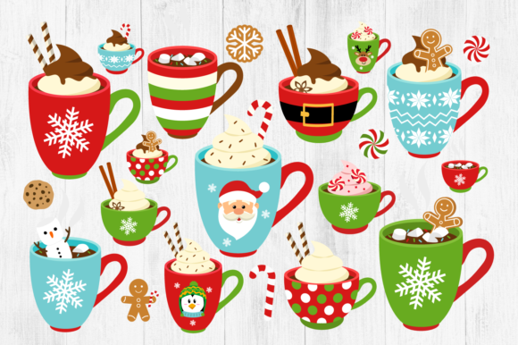 Christmas Mugs Illustrations for Content Publishing