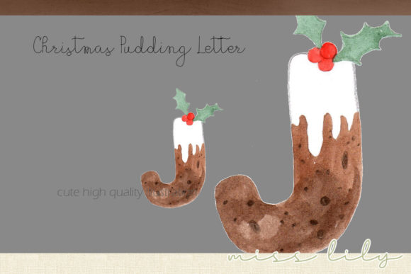 Christmas Pudding Letter J Illustrations for Content Publishing