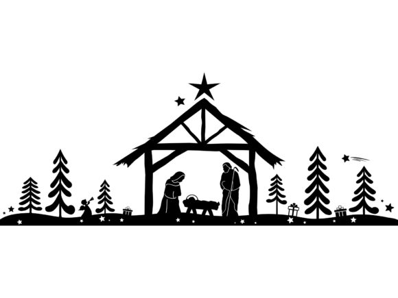 Christmas Silhouette Nativity Illustrations