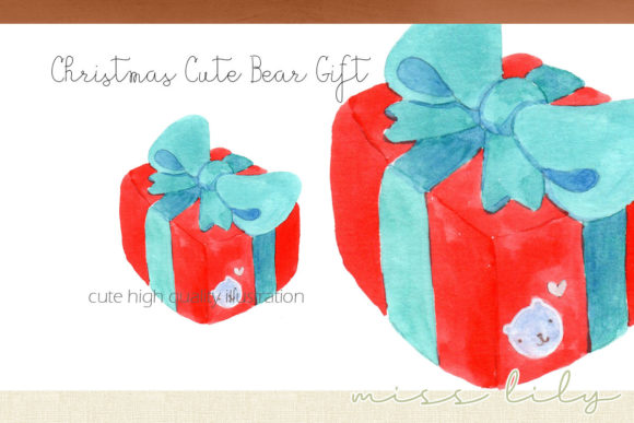 Christmas Teddy Bear Gift Illustrations