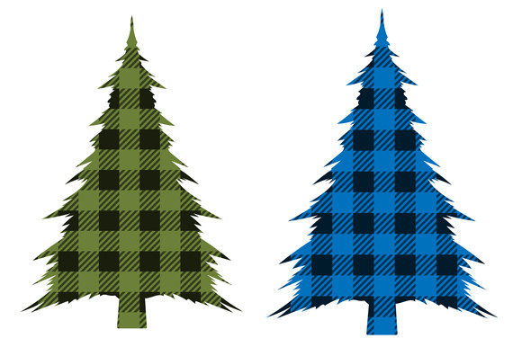 Christmas Tree Buffalo Plaid Bundle Illustrations