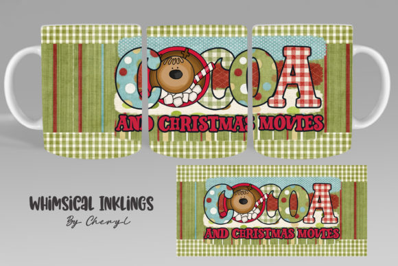 Cocoa and Christmas Movies Cup Illustrations