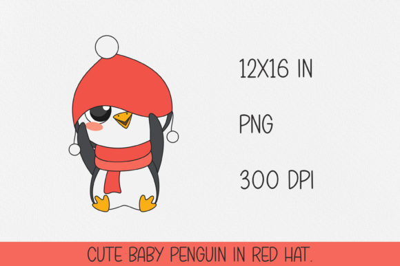 Cute Christmas Baby Penguin Illustration