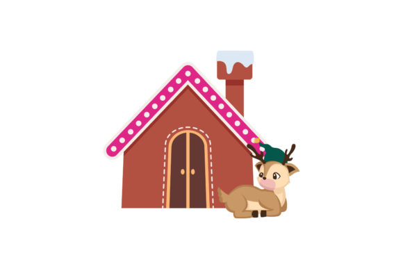 Deer and Old House Christmas Cute Illustration Review