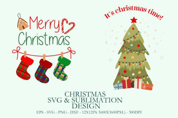 Merry Christmas SVG and Sublimation Illustrations