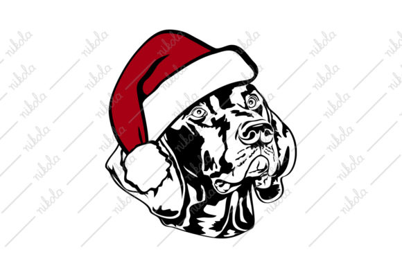 Pointer Santa Hat Christmas Svg Dog Illustration