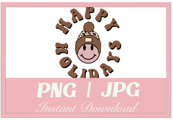 Retro Leopard Christmas Smiley Face Hat Illustration