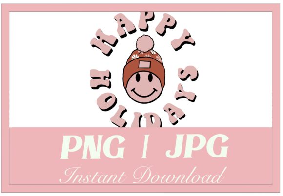 Retro Smiley Face Christmas Beanie Hat Illustrations