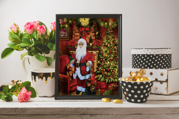 Santa Christmas Watercolor Artwork Illustrations