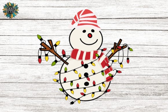 Snowman Merry Christmas Doodle Lights Illustrations