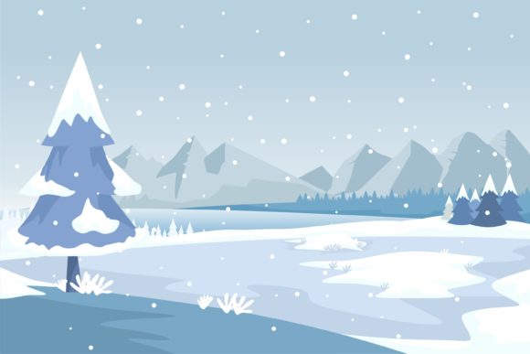 Snowy Landscape at Christmas Eve Illustration Review