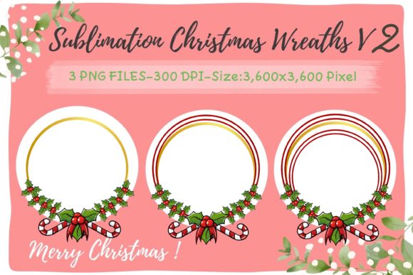 Sublimation Christmas Wreaths V2 Illustrations
