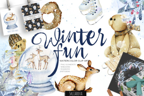 Winter Fun Christmas Clip Art for Editorial and Web Design
